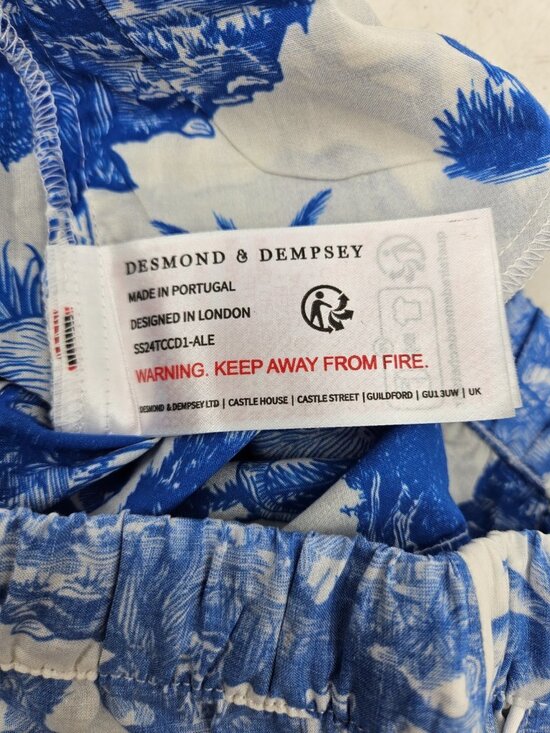 New Desmond & Dempsey Short Sleeve Pajamas Womens M Loxodonta Blue Elephants - Picture 7 of 10